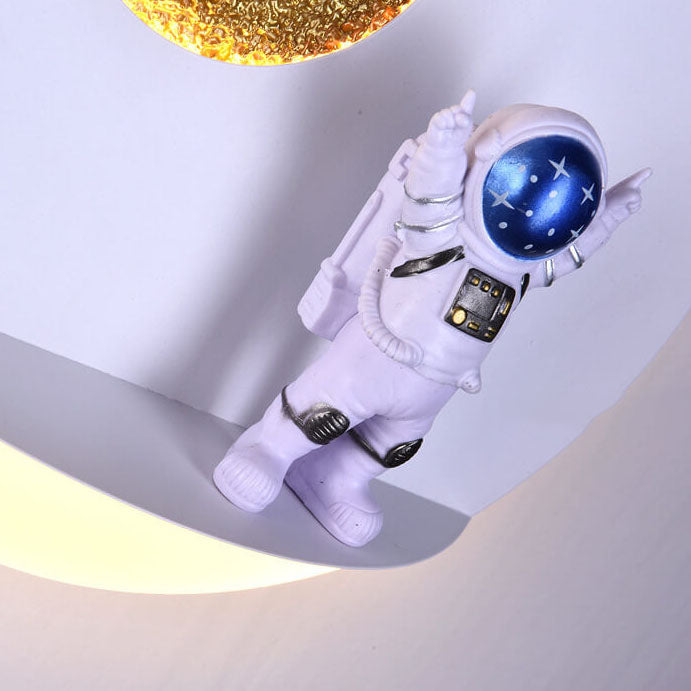Norvo | Moderne Kreativ Jern Harpiks Rund Astronaut LED Vegglampe for Soverom
