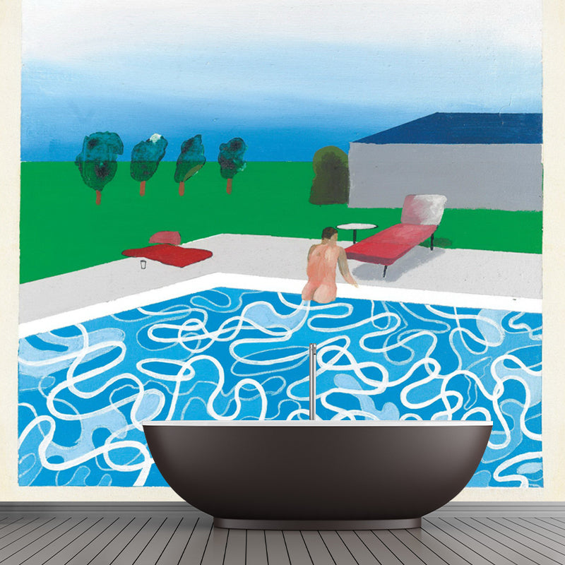 Norvo | Blå-Grønn Pop Art Veggklistremerke Full Format Bassengmaleri Veggdekor For Soverommet