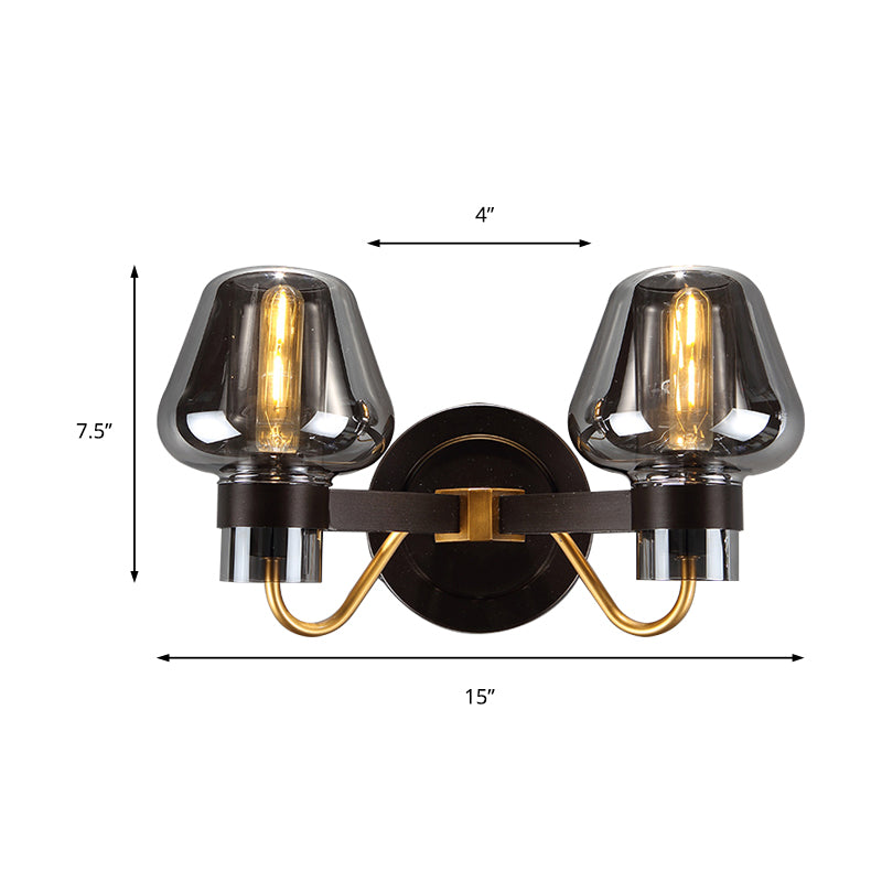 Norvo | 2-Lyskilde Veggbelysning med Sopplampe Røyk Glass Moderne Soverom Vegglampe Belysningsinnretning