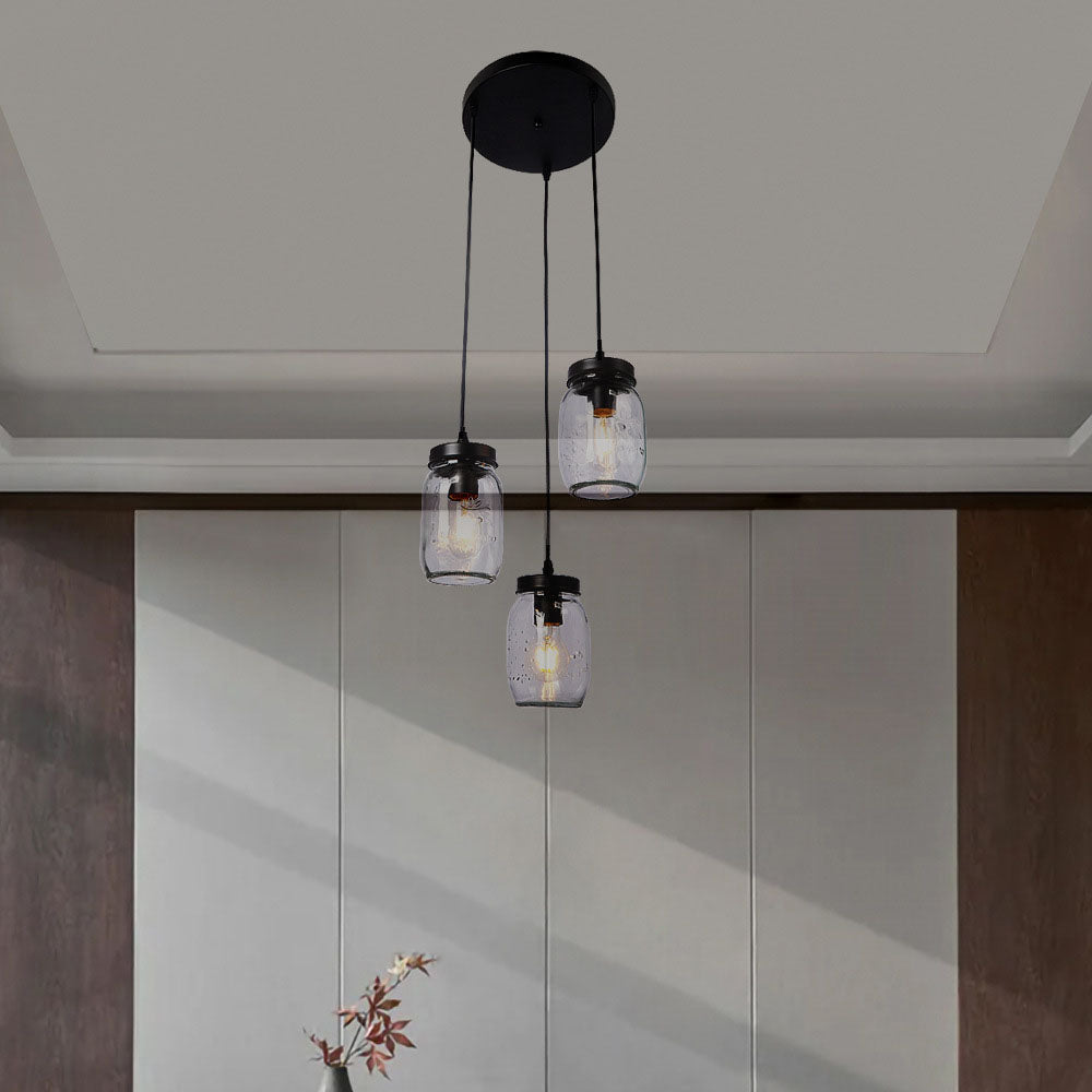 Norvo | Modern Enkelhet Jern Glass Flaske 3-Lys Chandeliers For Stue