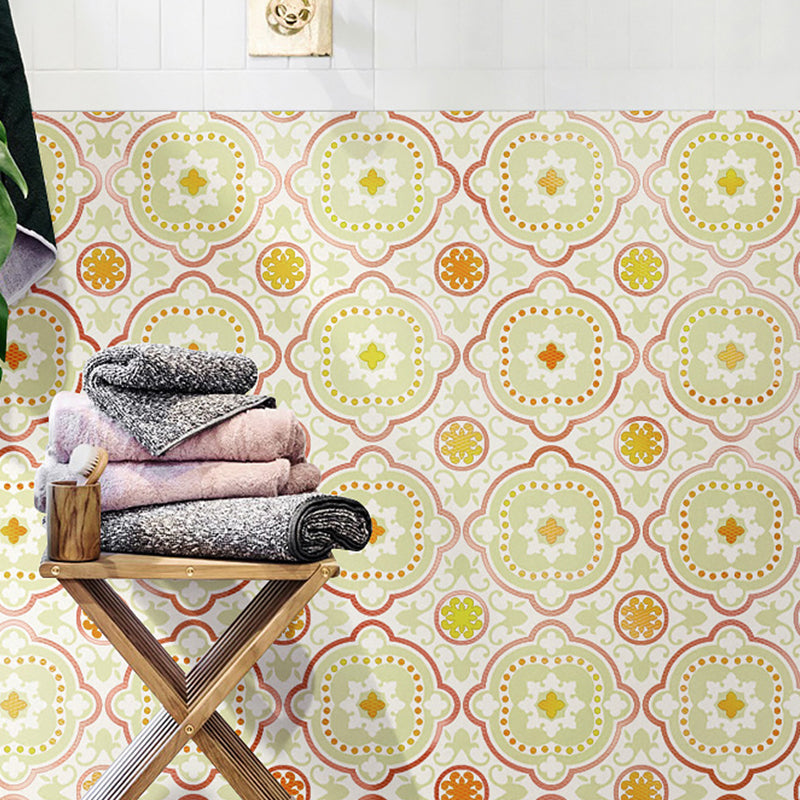 Norvo | Quatrefoil Marokkanske Fliser Tapet Boho Glatt Overflate Veggkunst I Gul, Klistermerker