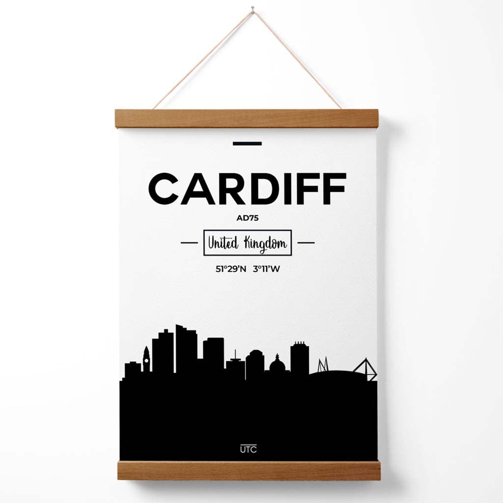 Norvo | Cardiff Svart-Hvitt By Sverige Plakat med Henger