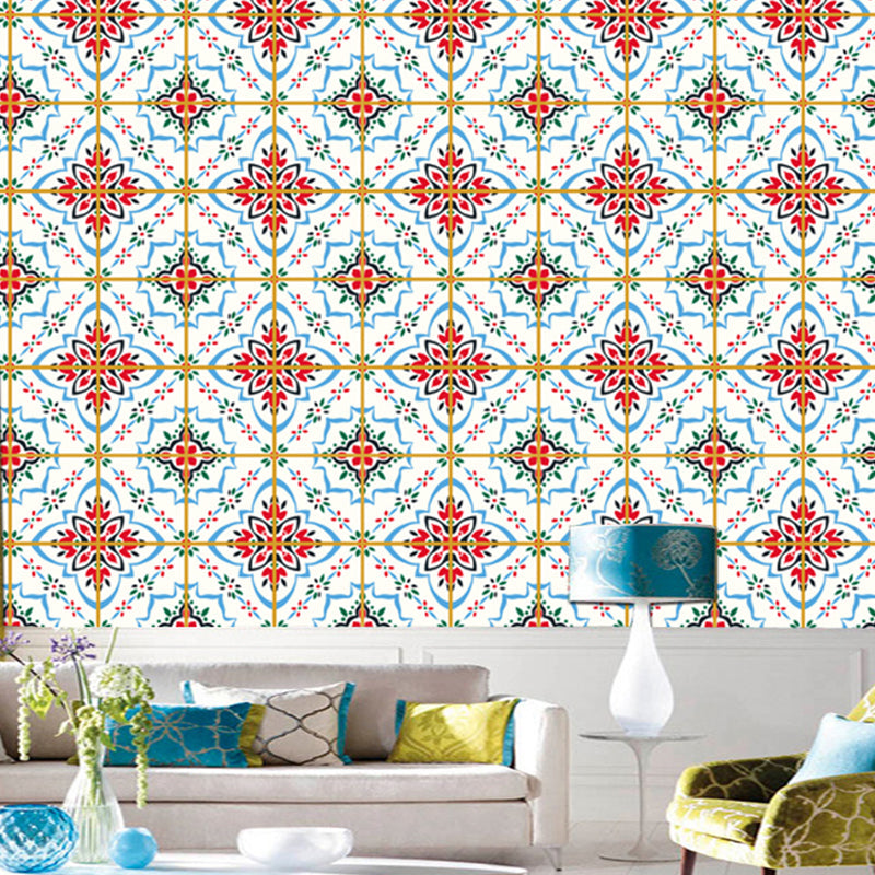 Norvo | Quatrefoil Blomstertrykk Tapeter Bohemsk Klistrevegger til Toalett, 3.5' X 3.5"