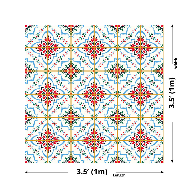 Norvo | Quatrefoil Blomstertrykk Tapeter Bohemsk Klistrevegger til Toalett, 3.5' X 3.5"