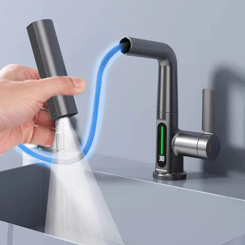Norvo | WaterMaster Fleksibel LED Kjøkken- og Badevannkran – 360° Sving, Utrekkbar Slange & 5 Spraymodi