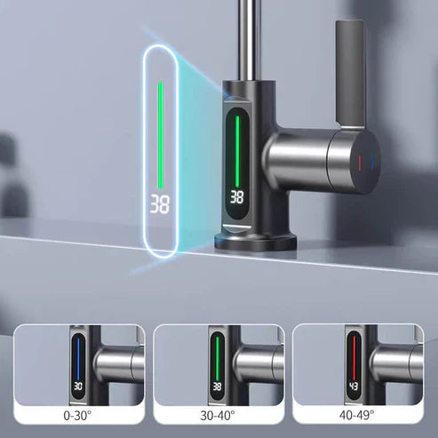 Norvo | WaterMaster Fleksibel LED Kjøkken- og Badevannkran – 360° Sving, Utrekkbar Slange & 5 Spraymodi
