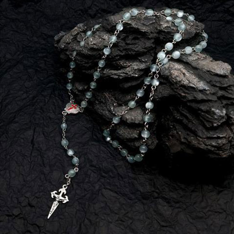 Norvo | Hjerteformet Kattøye Stein Rosary Smykke - Elara