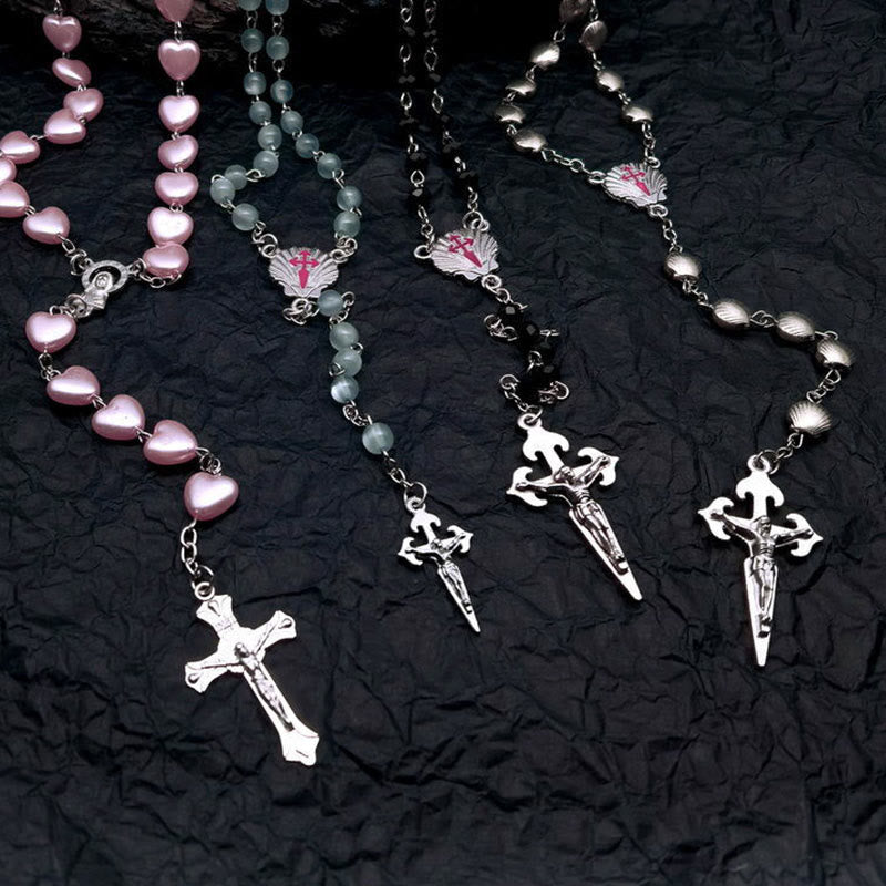 Norvo | Hjerteformet Kattøye Stein Rosary Smykke - Elara