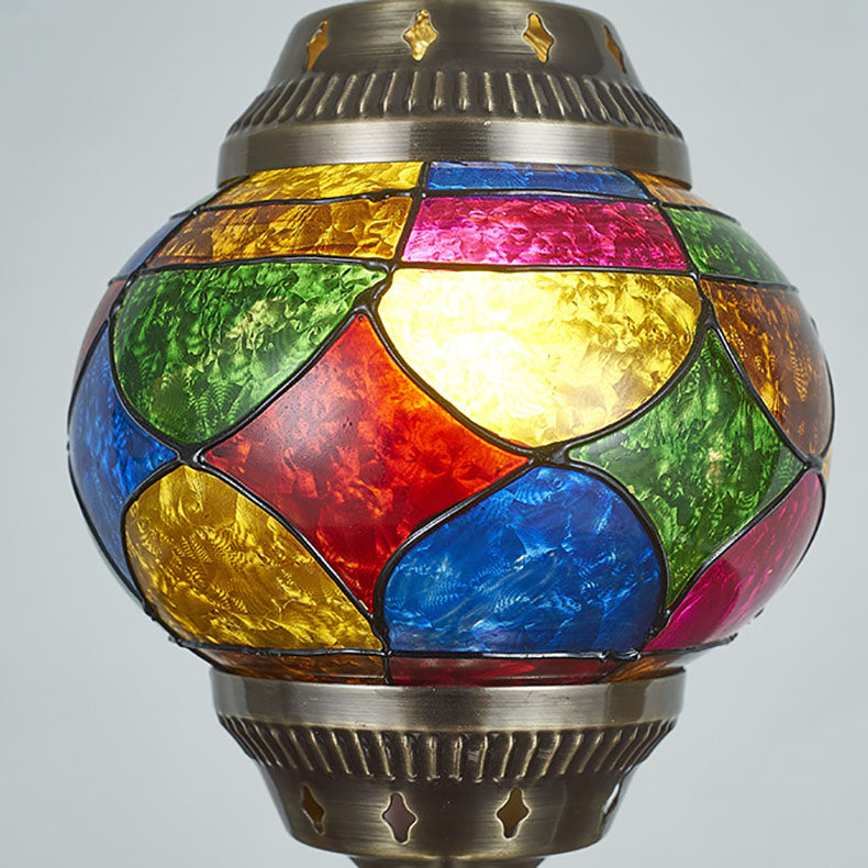 Norvo | Tradisjonell Tiffany romantisk oval jern emaljert 1-lampe bordlampe for soverommet