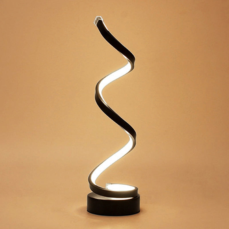 Norvo | Spiral Bånd Metall Bordlampe Enkelhet Svart/Hvit/Gull LED Arbeidsbelysning med Rund Bunn i Varm/Hvit Lys