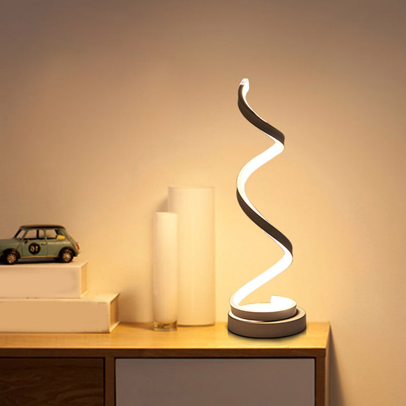 Norvo | Spiral Bånd Metall Bordlampe Enkelhet Svart/Hvit/Gull LED Arbeidsbelysning med Rund Bunn i Varm/Hvit Lys