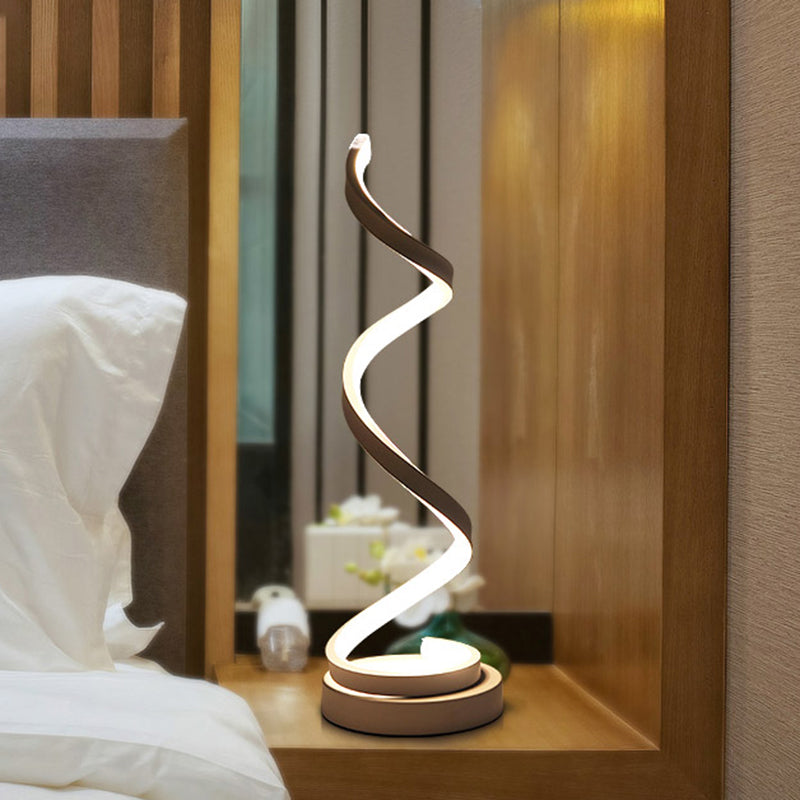 Norvo | Spiral Bånd Metall Bordlampe Enkelhet Svart/Hvit/Gull LED Arbeidsbelysning med Rund Bunn i Varm/Hvit Lys