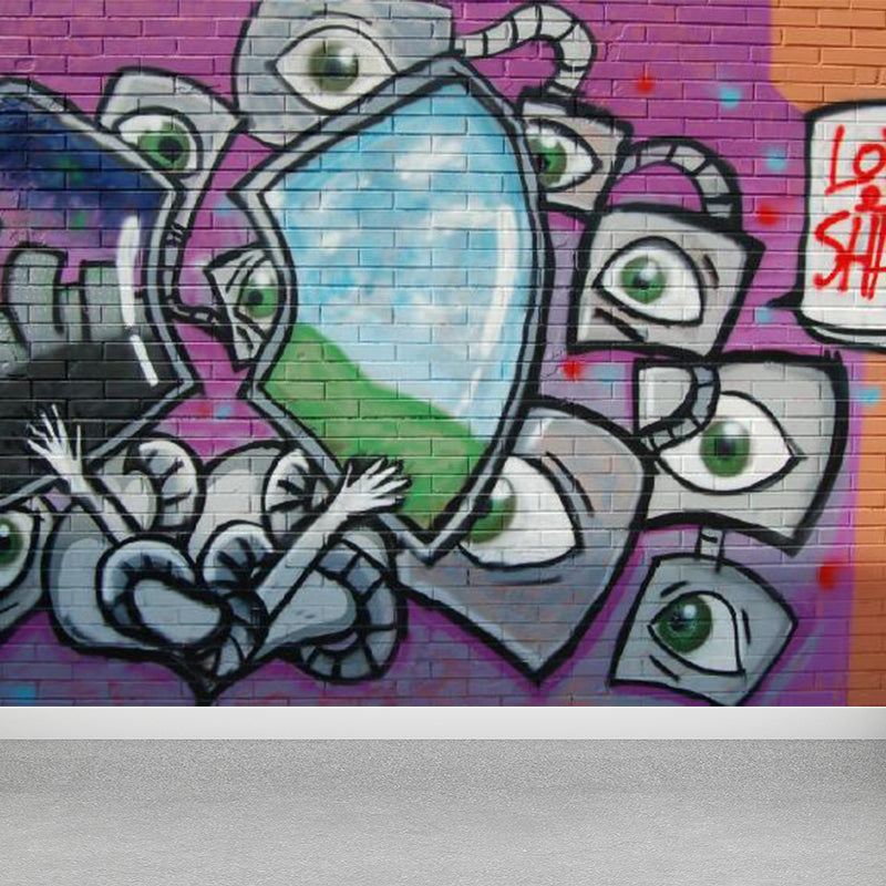 Norvo | Kul graffiti veggmaleri tapet for gutterom underholdning veggdekorasjon, skreddersydd