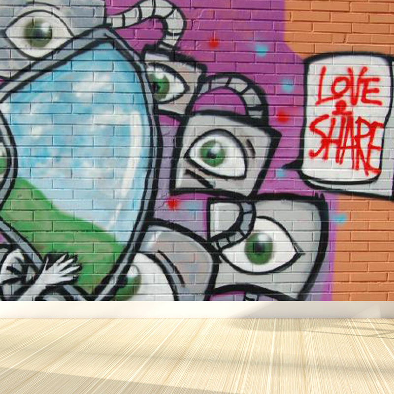 Norvo | Kul graffiti veggmaleri tapet for gutterom underholdning veggdekorasjon, skreddersydd