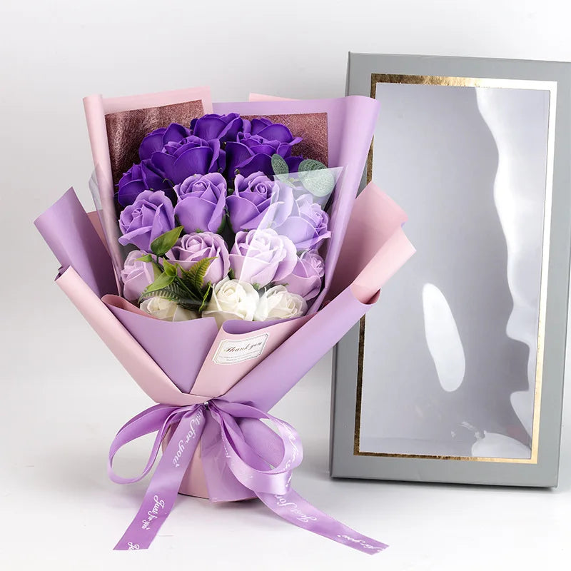 Norvo | Romantisk Såpe Rose Bukett Gave til Valentinsdagen