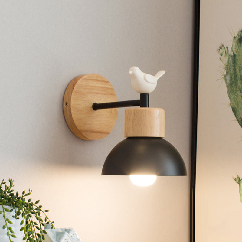 Norvo | NordicDome - Metall og Tre Vegglampe med Fugl til Barnerommet