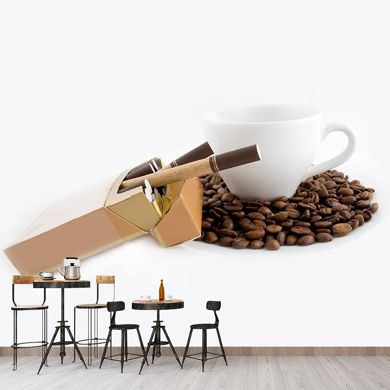 Norvo | Full-size fotografering moderne tapet med kaffebønner-grafikk i milde farger