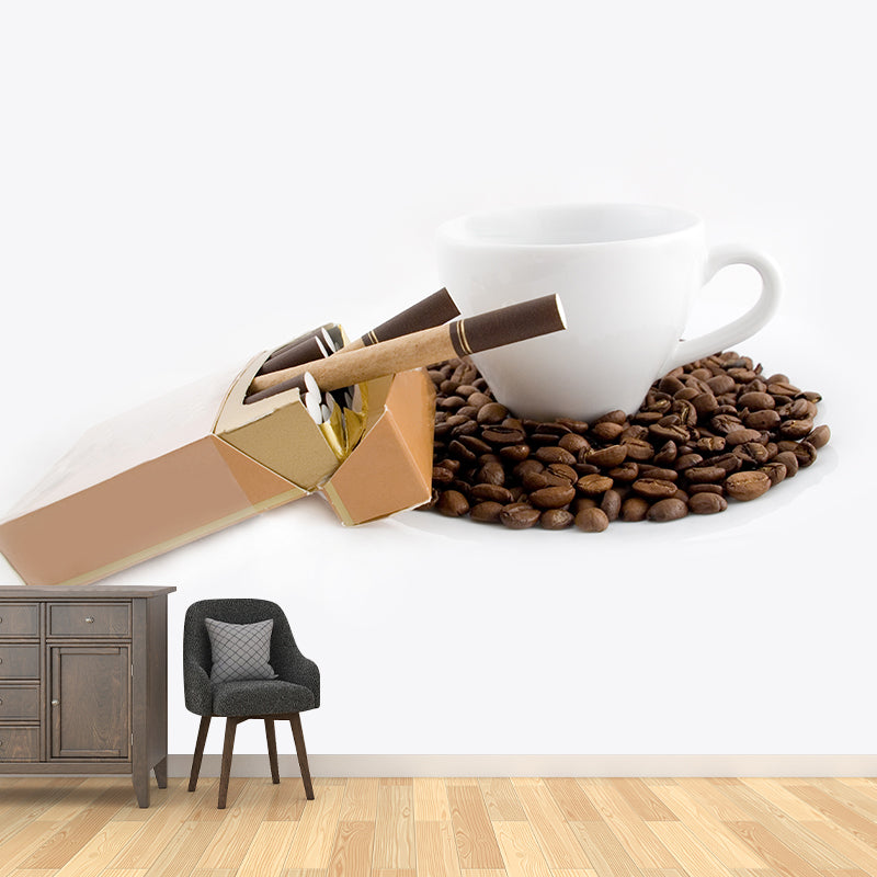 Norvo | Full-size fotografering moderne tapet med kaffebønner-grafikk i milde farger