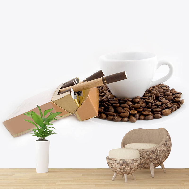 Norvo | Full-size fotografering moderne tapet med kaffebønner-grafikk i milde farger