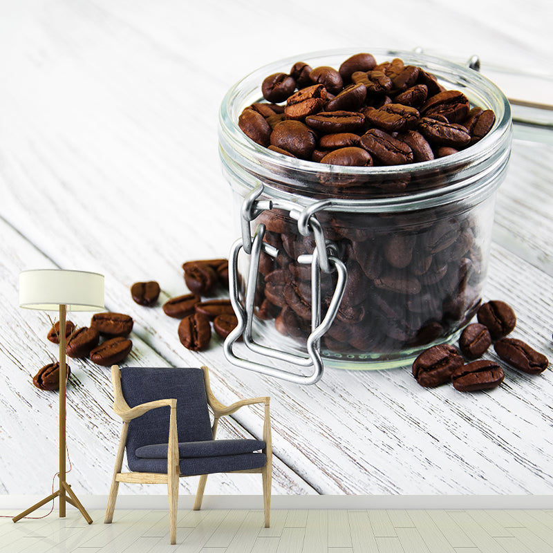 Norvo | Full-size fotografering moderne tapet med kaffebønner-grafikk i milde farger