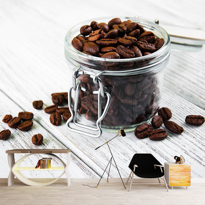 Norvo | Full-size fotografering moderne tapet med kaffebønner-grafikk i milde farger