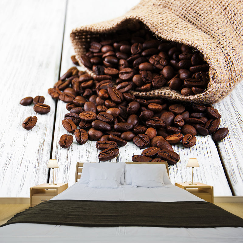 Norvo | Full-size fotografering moderne tapet med kaffebønner-grafikk i milde farger