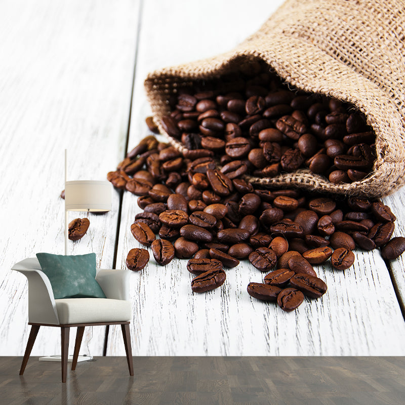Norvo | Full-size fotografering moderne tapet med kaffebønner-grafikk i milde farger