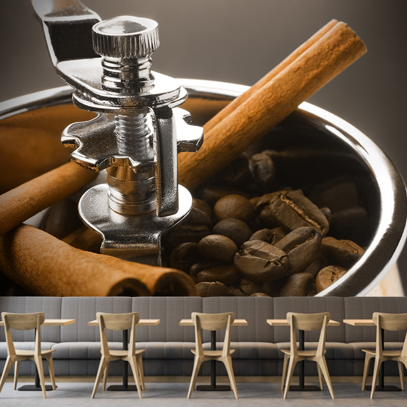 Norvo | Full-size fotografering moderne tapet med kaffebønner-grafikk i milde farger