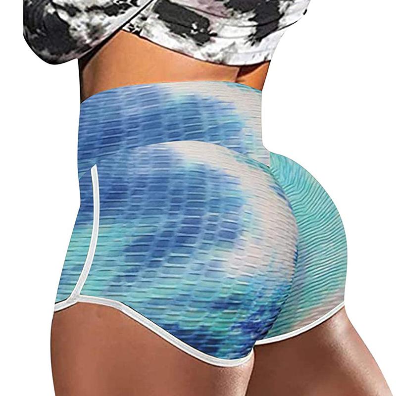 Norvo | Tie-Dye Print Høy Midje Yoga Shorts