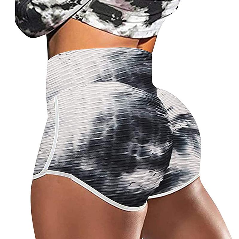 Norvo | Tie-Dye Print Høy Midje Yoga Shorts