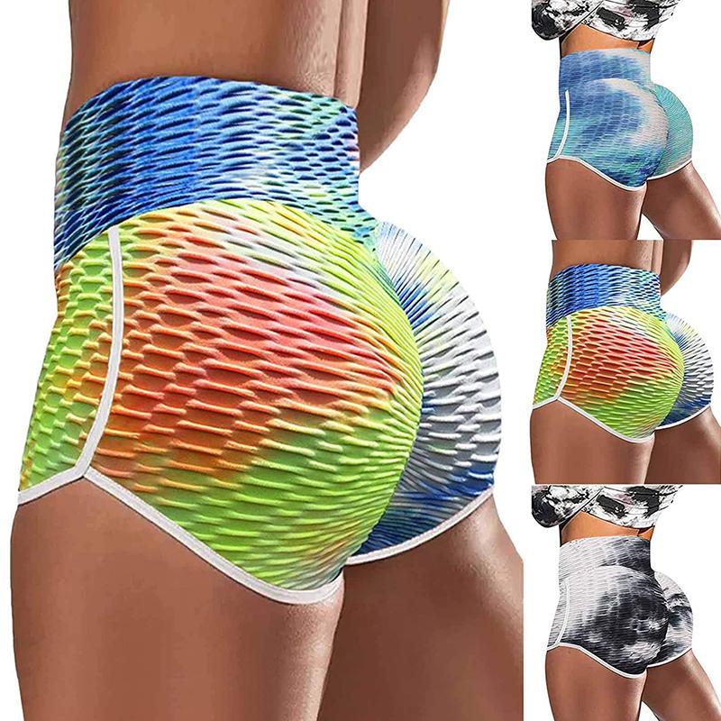 Norvo | Tie-Dye Print Høy Midje Yoga Shorts