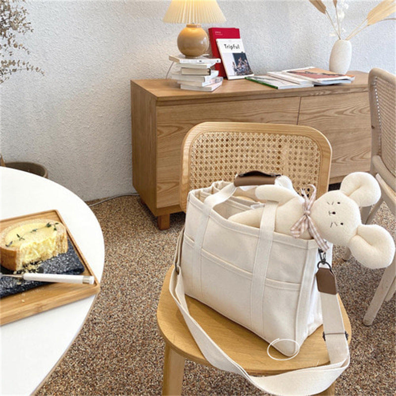 Norvo | Solid Color Canvas Shopper Bag