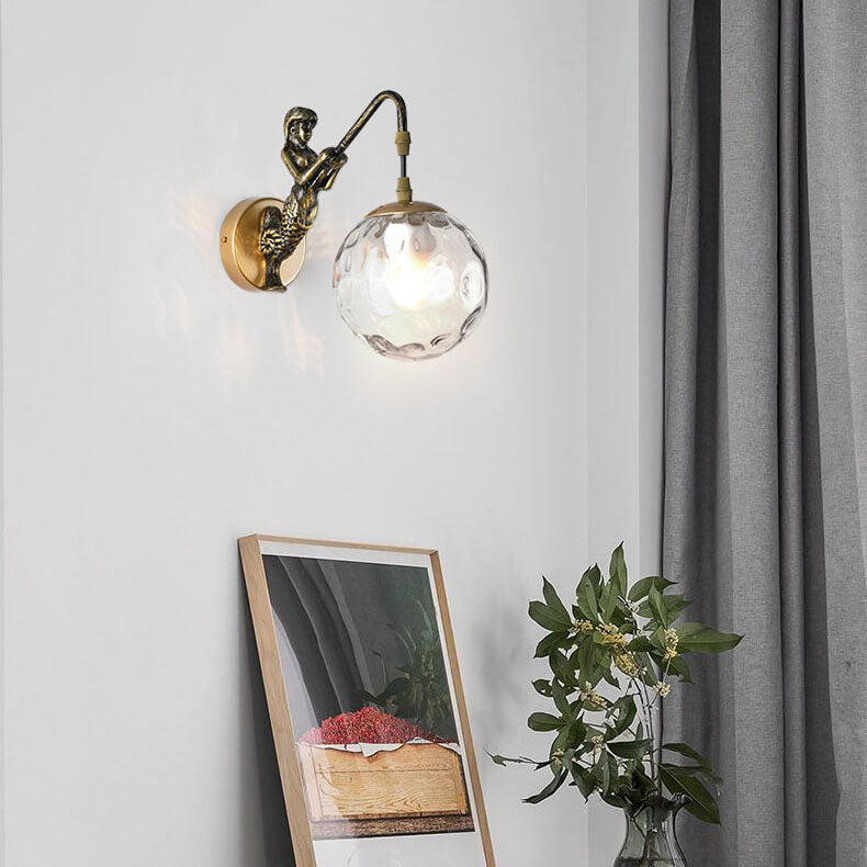 Norvo Vintage Vegglampe | Rustikk Vegglampe med Globe Glass | Unik Dekorativ Belysning