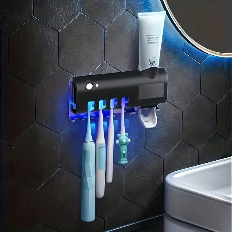 Norvo | Smart UV Lys Sterilisator Tannbørsteholder, Veggmontert Tannkremdispenser