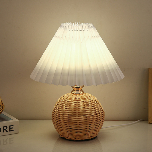 Norvo | Moderne Bordlampe med Hvit Plisserte Skjerm