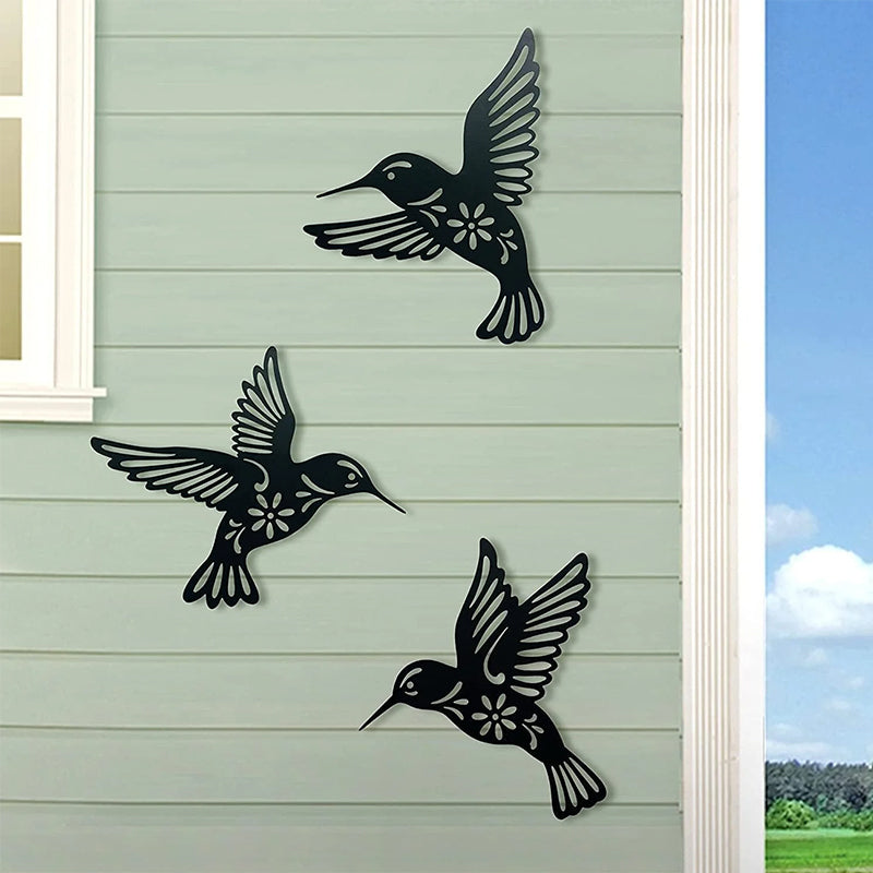Norvo | Sett med 3 metall kolibriform wall art dekorasjon