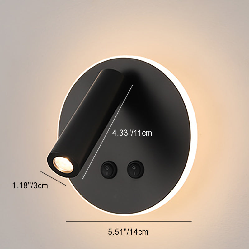 Norvo | Moderne Minimalistisk Rektangulær Rund Jern Aluminium LED Vegglampe For Soverom