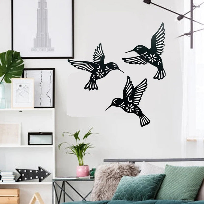 Norvo | Sett med 3 metall kolibriform wall art dekorasjon