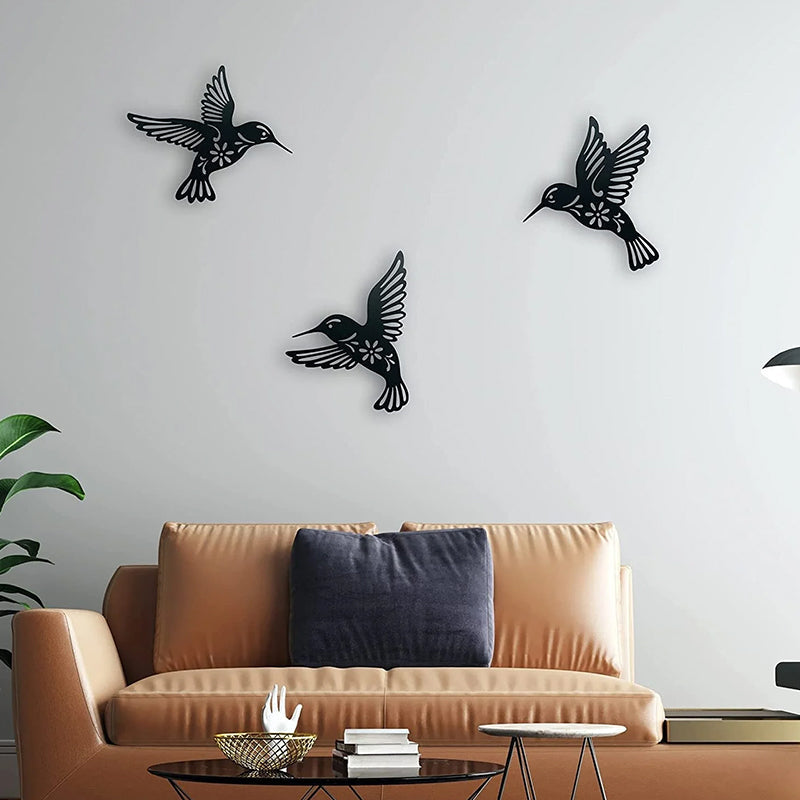 Norvo | Sett med 3 metall kolibriform wall art dekorasjon
