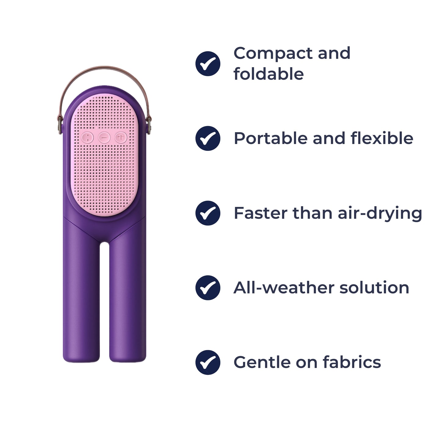 Rask tørking – Lett og sammenleggbart design – Reise- og smårom Norvo