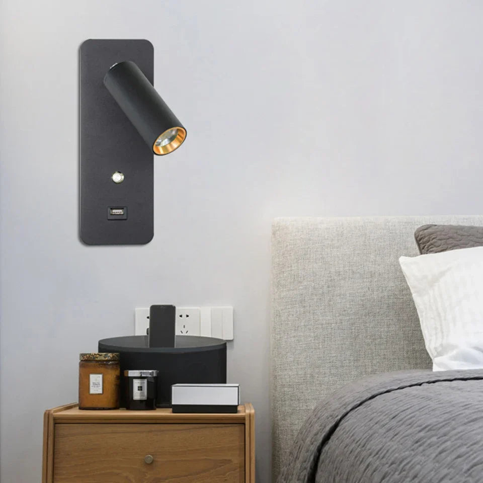 Leselampe med bryter og USB-lader