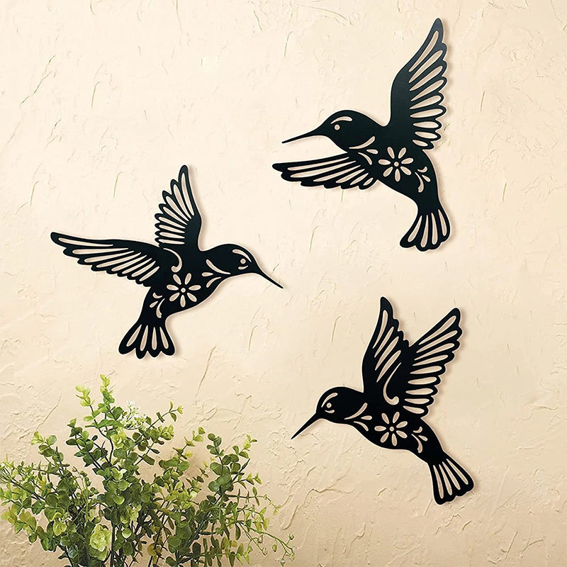 Norvo | Sett med 3 metall kolibriform wall art dekorasjon