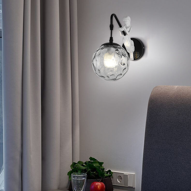 Norvo Vintage Vegglampe | Rustikk Vegglampe med Globe Glass | Unik Dekorativ Belysning