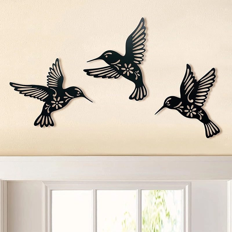 Norvo | Sett med 3 metall kolibriform wall art dekorasjon