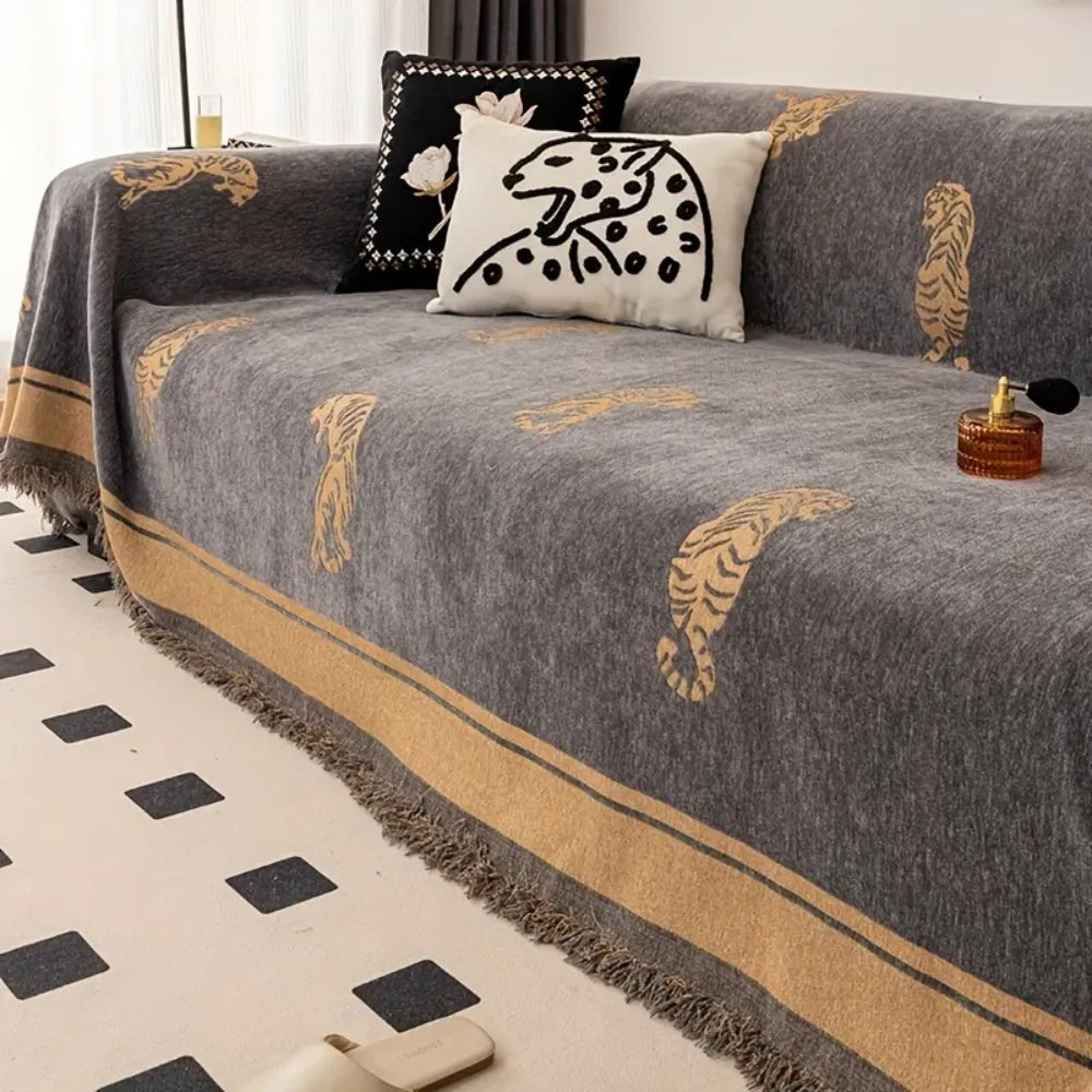 Norvo | Safari Tiger Chenille Sofa Cover