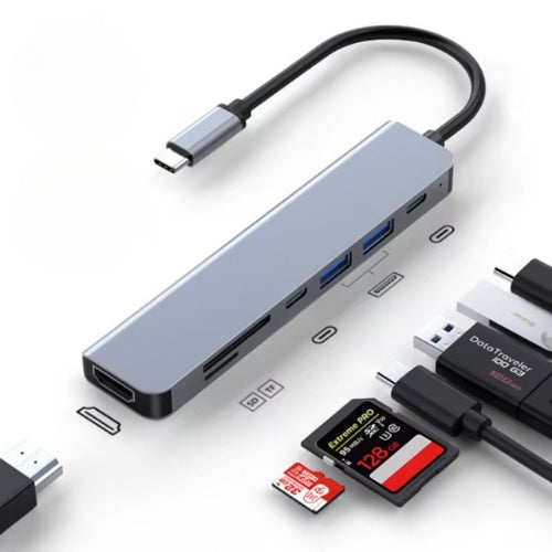 Norvo | USB-C Til USB Adapter Hub & Multiport Adapter - MacBook Pro & Air Kompatibel - HDMI, USB, SD Kortleser & Mer