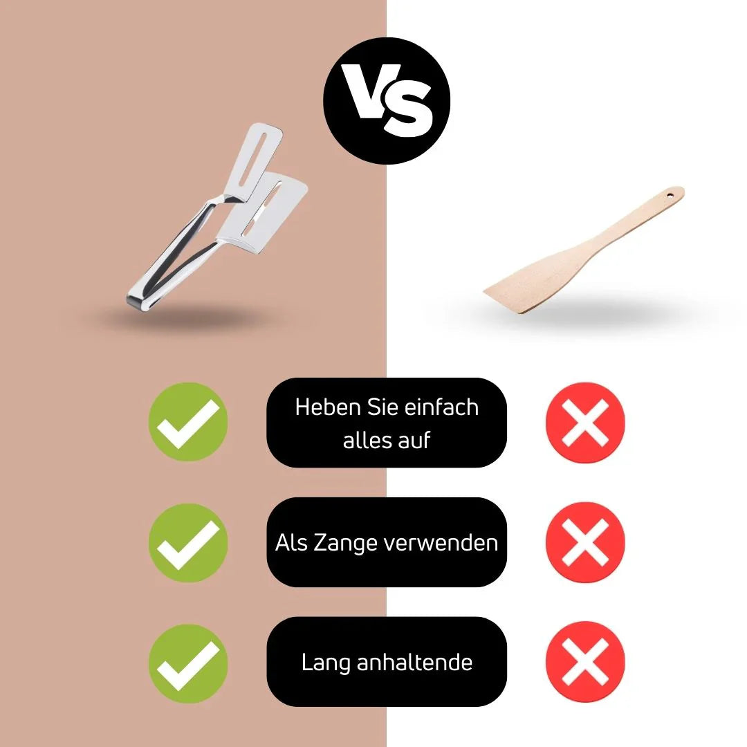 Norvo | Dobbeltvendt rustfritt stål stekespade med sklisikker håndtak – Ideell for grilling og steking