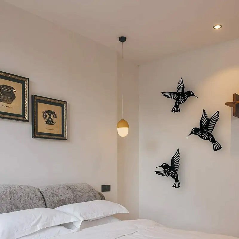 Norvo | Sett med 3 metall kolibriform wall art dekorasjon