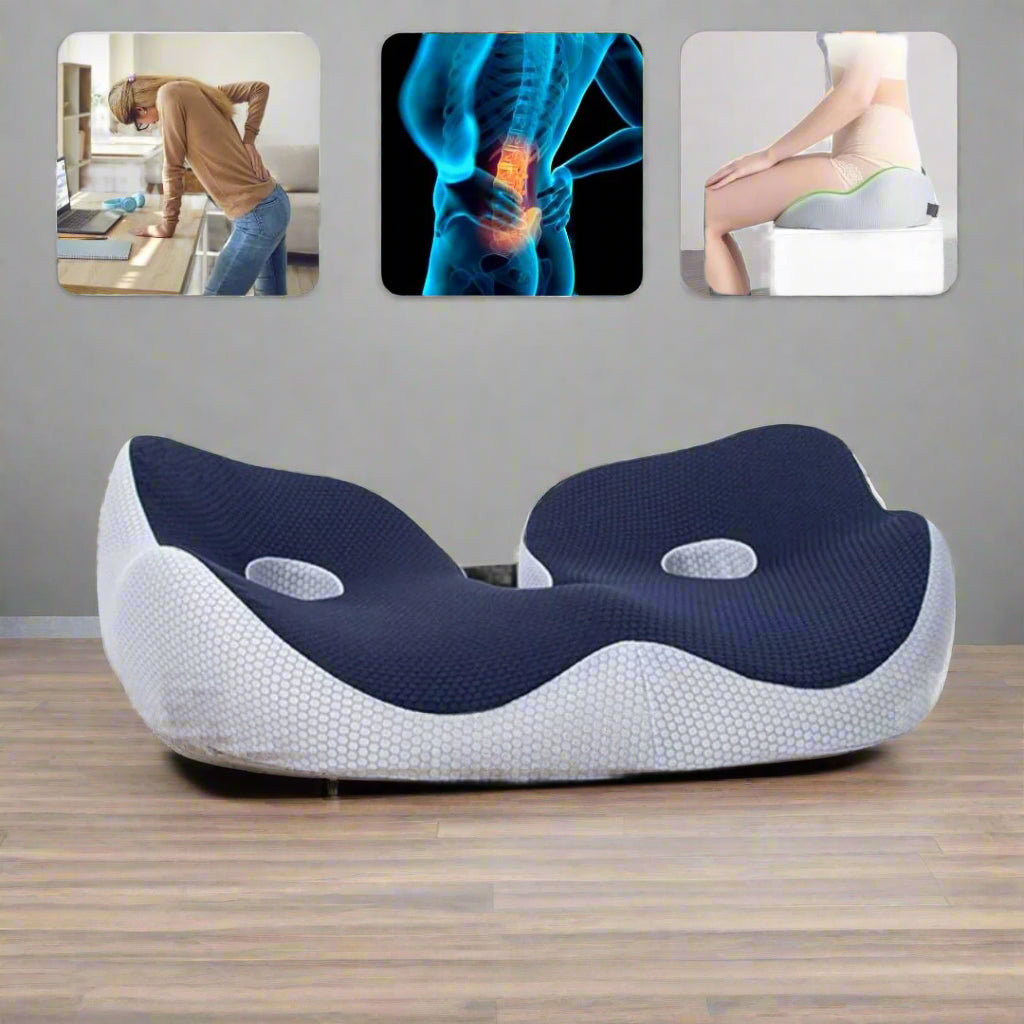 Norvo | SitSmart Justerbart Minneskum Setepute | Halebeinslindring & Holdningsstøtte for Kontor, Bil og Spisestoler