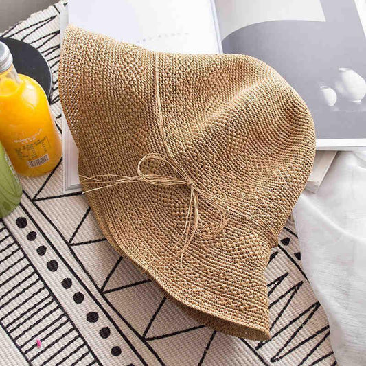 Norvo | Sammenleggbar stråhatt, solhatt, strandhatt ved stranden, fiskehatt